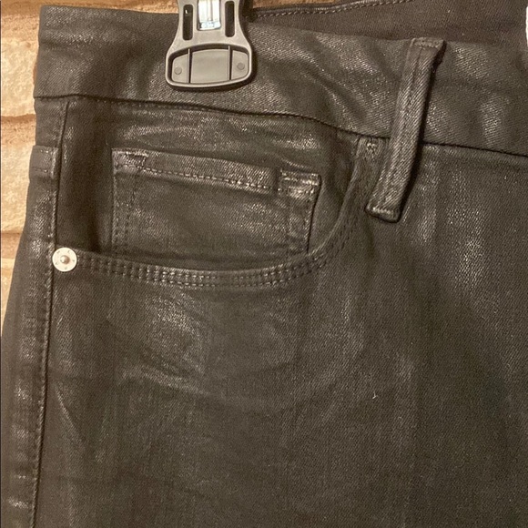 Frame Le Mini Boot in Noir Coated Black Bootcut Stretch Jeans 32 - Picture 6 of 15